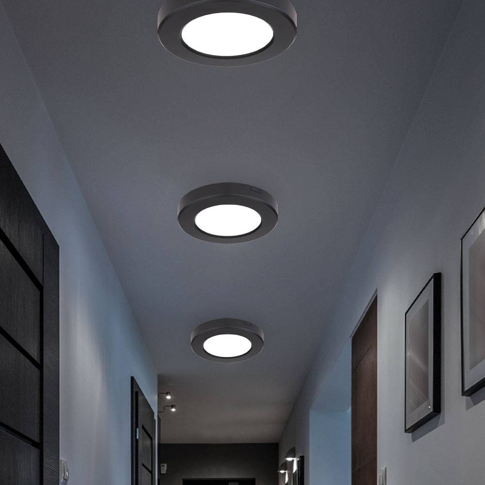 LED Deckenlampe Deckenleuchte Wohnzimmerlampe Flurlampe mit CCT-Schaltun, schwarz weiß, 6W 400lm warmweiß-kaltweiß, D 12,6 cm