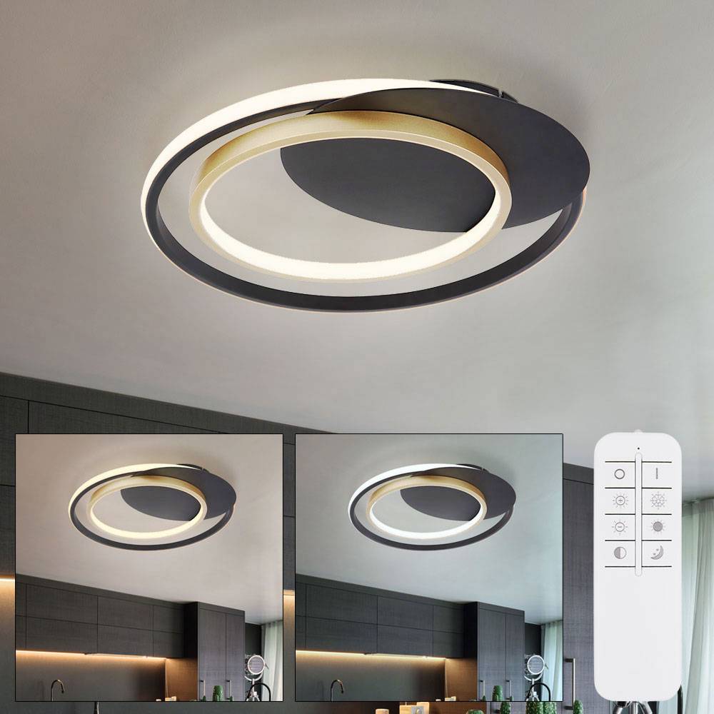 Deckenleuchte dimmbar Wohnzimmerlampe Decke Deckenlampe mit Fernbedienung, CCT Memoryfunktion, 1x LED 36W 900Lm warm-kaltweiß, L 48,5 cm