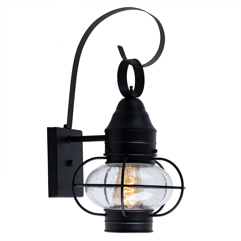 Wandlampe Hauswand Außenleuchte schwarz Laterne Terrassenleuchte Retro, Glasschirm wetterfest, Stahl Alu, 1x E27 Fassung, LxBxH 27,3x22,9x44,8 cm