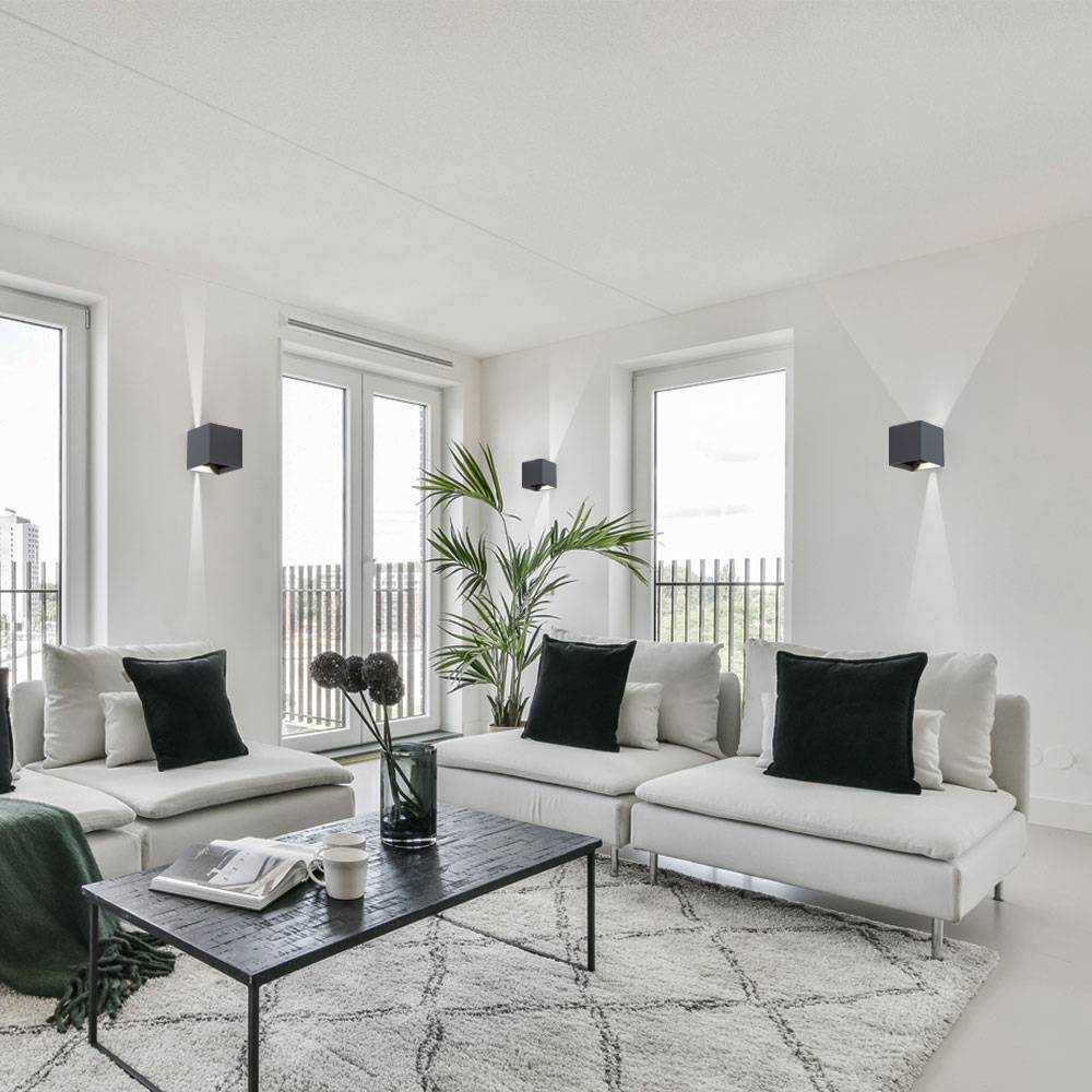 Wandlampe Aussen Up and Down Leuchten Aussen LED Wandleuchte Außen, einstellbarer Lichtkegel, Alu grau, LED 11W 1360lm neutralweiß, LxBxH 10x10x10