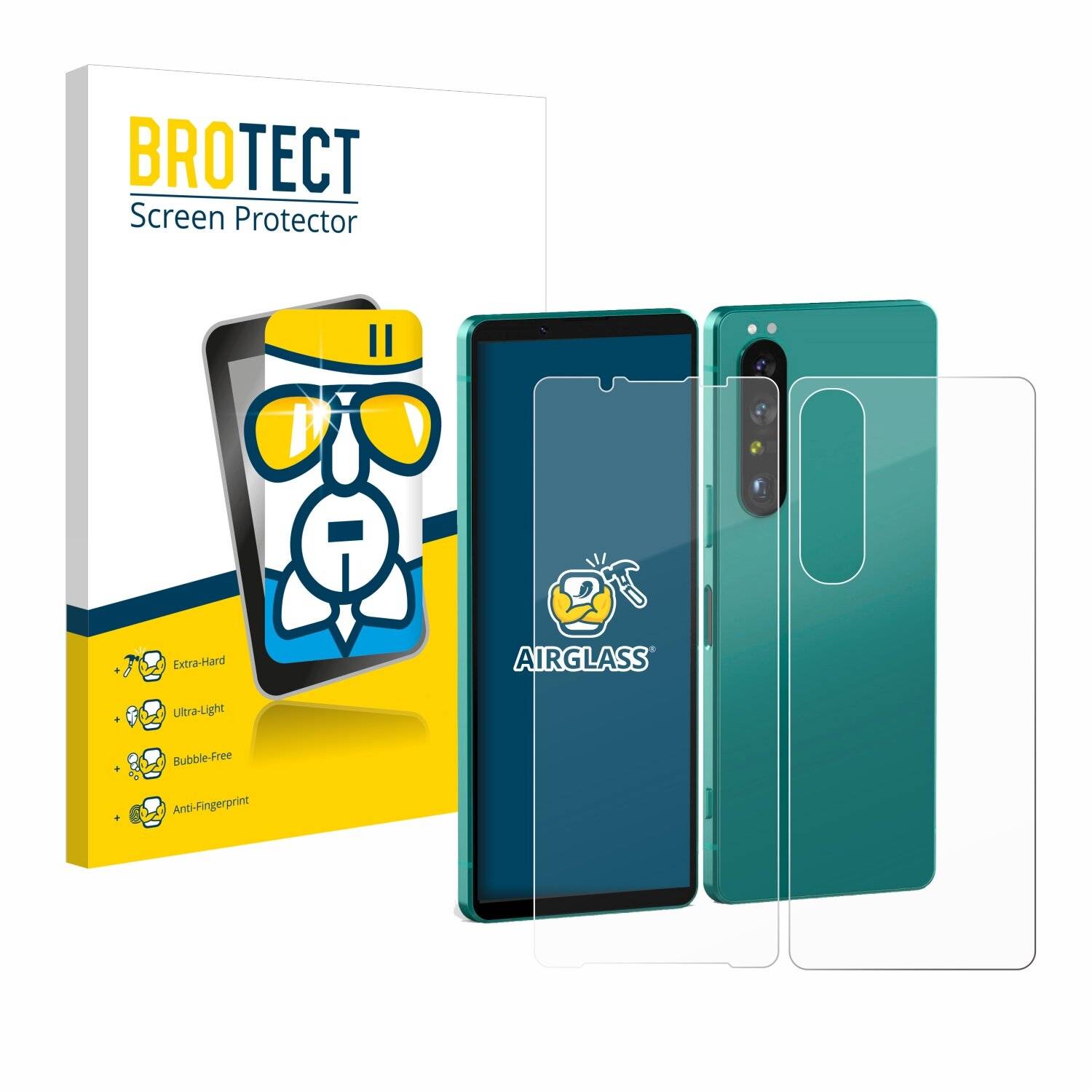 BROTECT AirGlass Glas Panzer-Folie für Sony Xperia 1 V (Display+Rückseite) -
