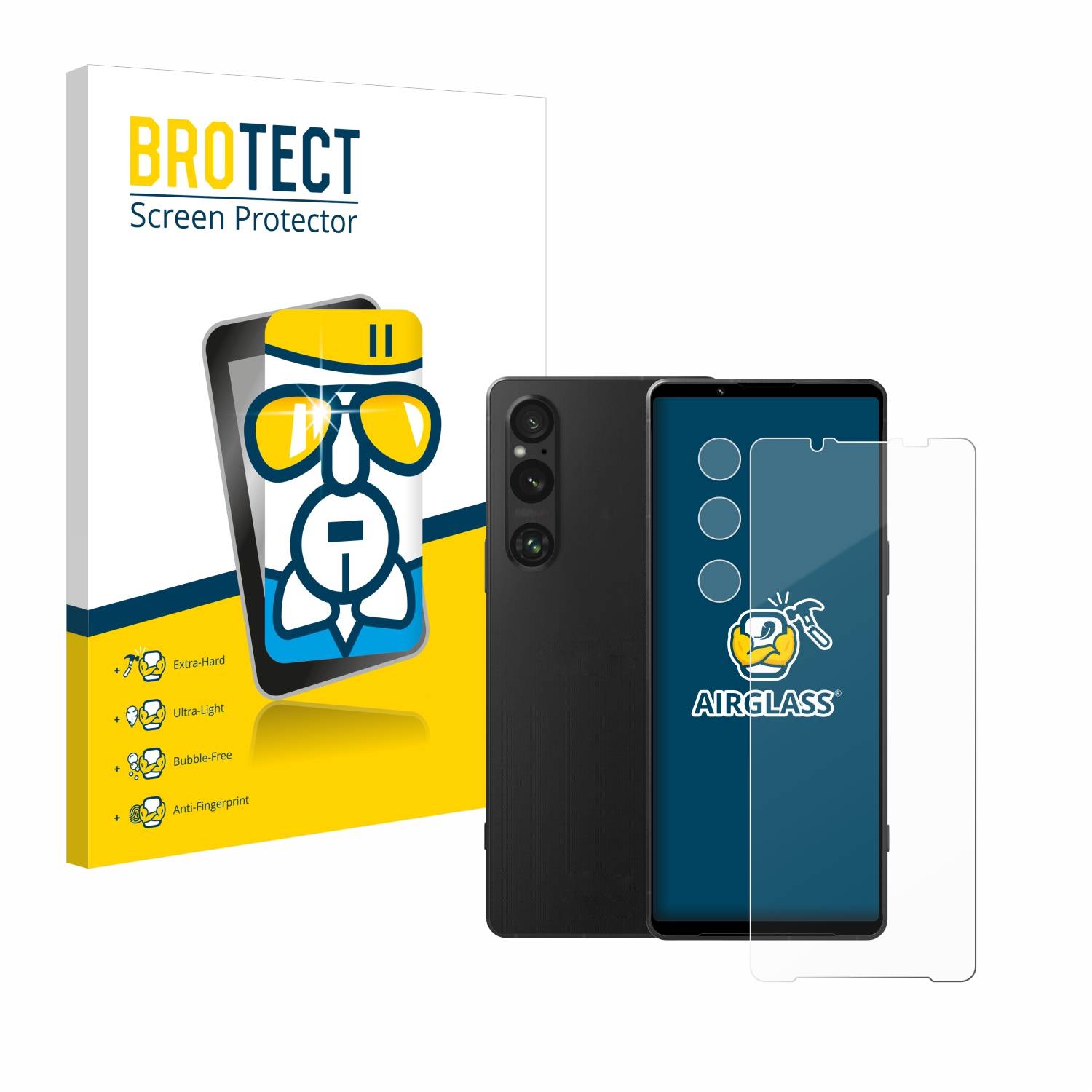 BROTECT AirGlass Glas Panzer-Folie für Sony Xperia 1 V (Display+Kamera) - Schutzglas
