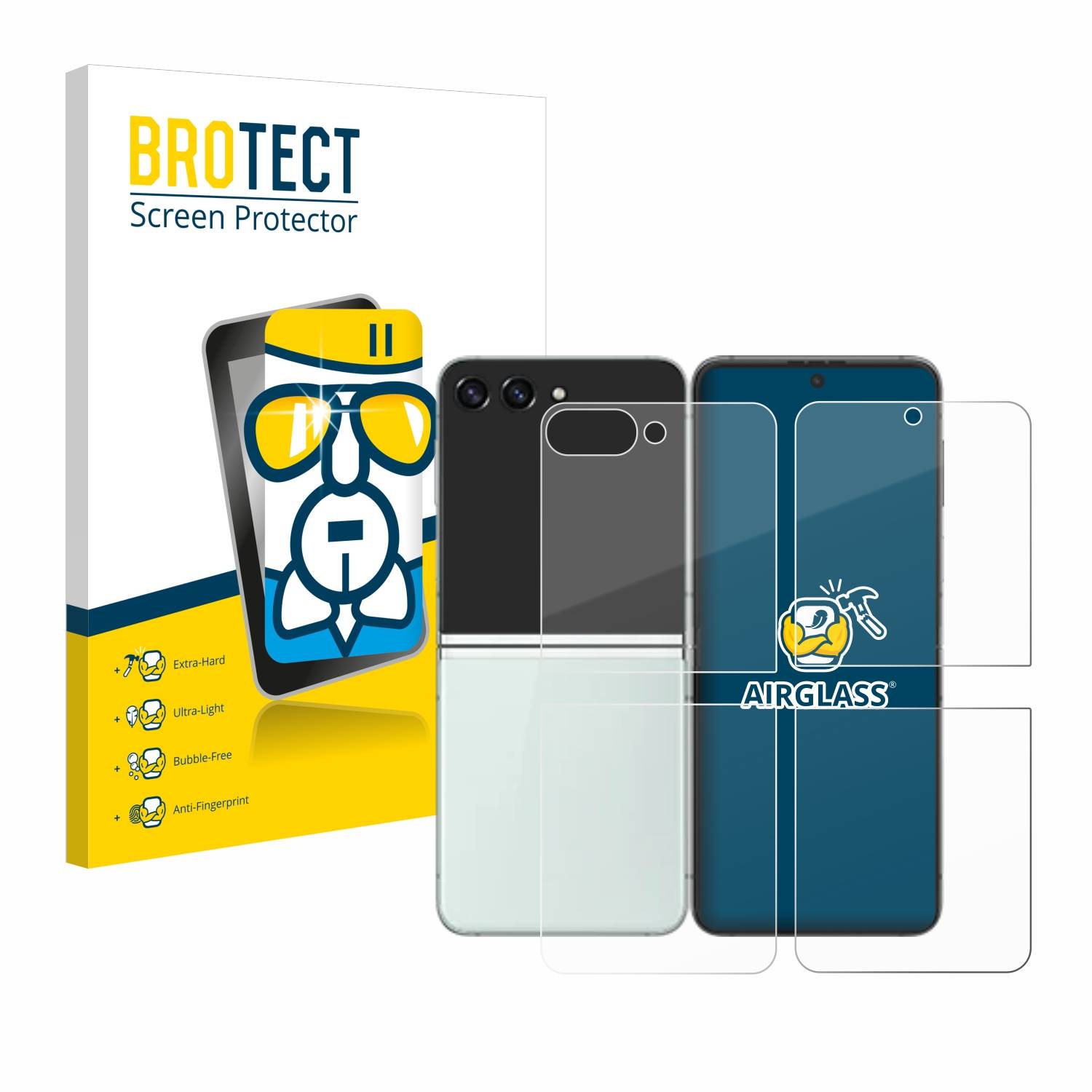BROTECT AirGlass Glas Panzer-Folie für Samsung Galaxy Z Flip 5 (Display+Rückseite) - Schutzglas