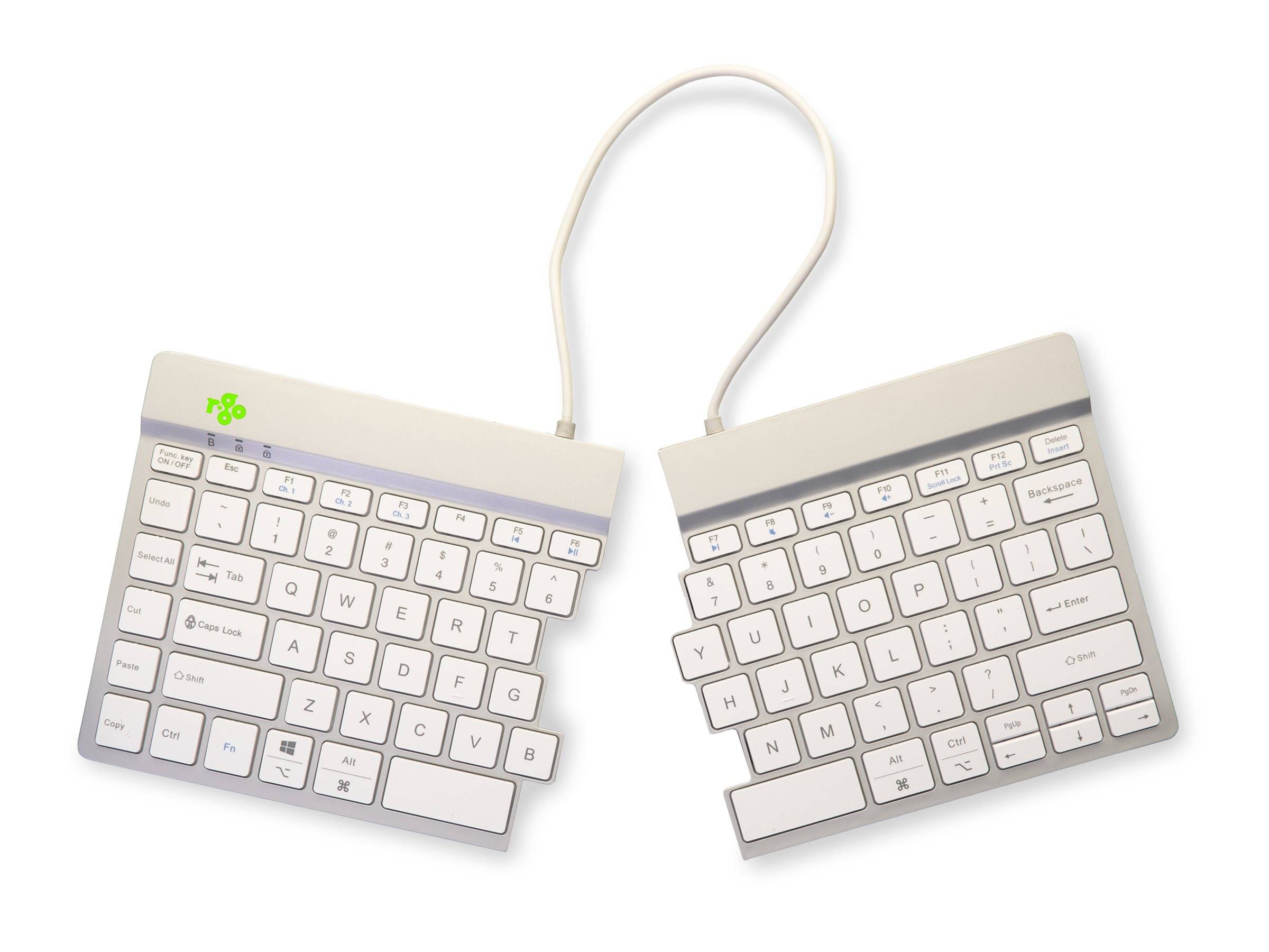 R-Go Tastatur Split Break US-Layout kabellos weiß