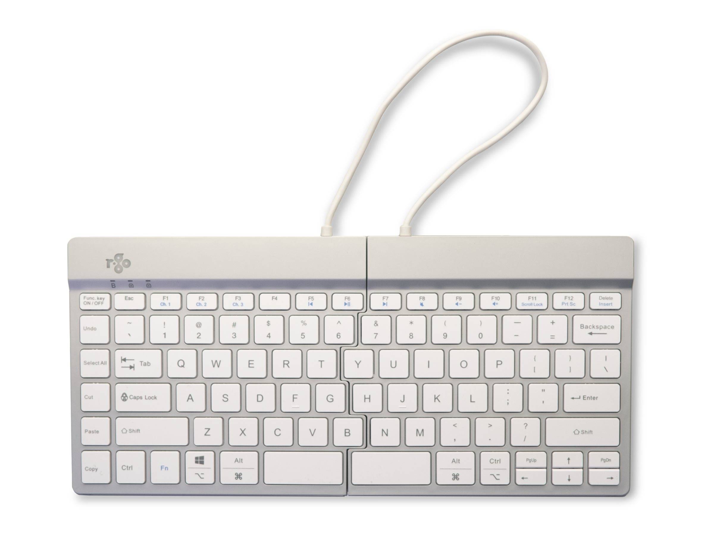 R-Go Tastatur Split Break US-Layout kabellos weiß