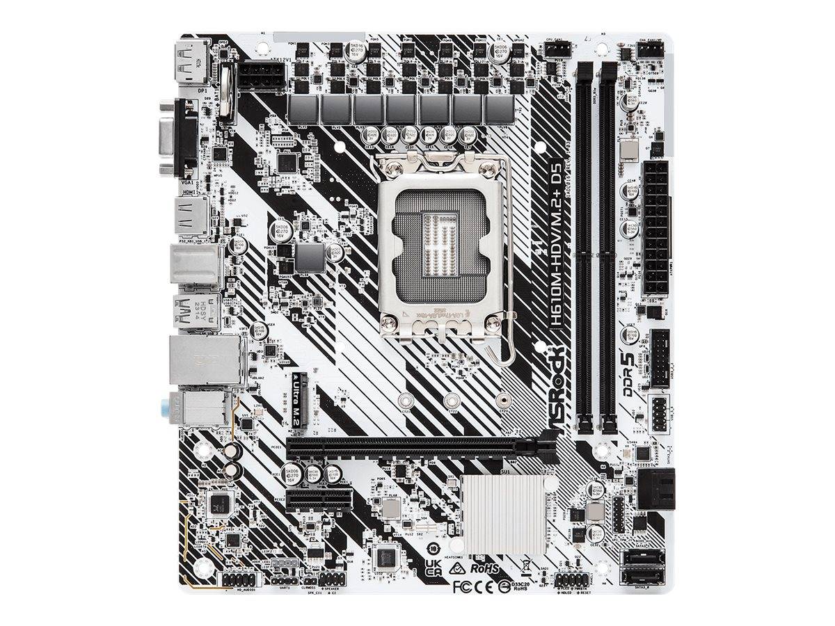 ASRock H610M-HDV/M.2+ D5 - Motherboard - micro ATX - LGA1700-Sockel - H610 Chipsatz - USB-C 3.2 Gen 1, USB 3.2 Gen 1 - G