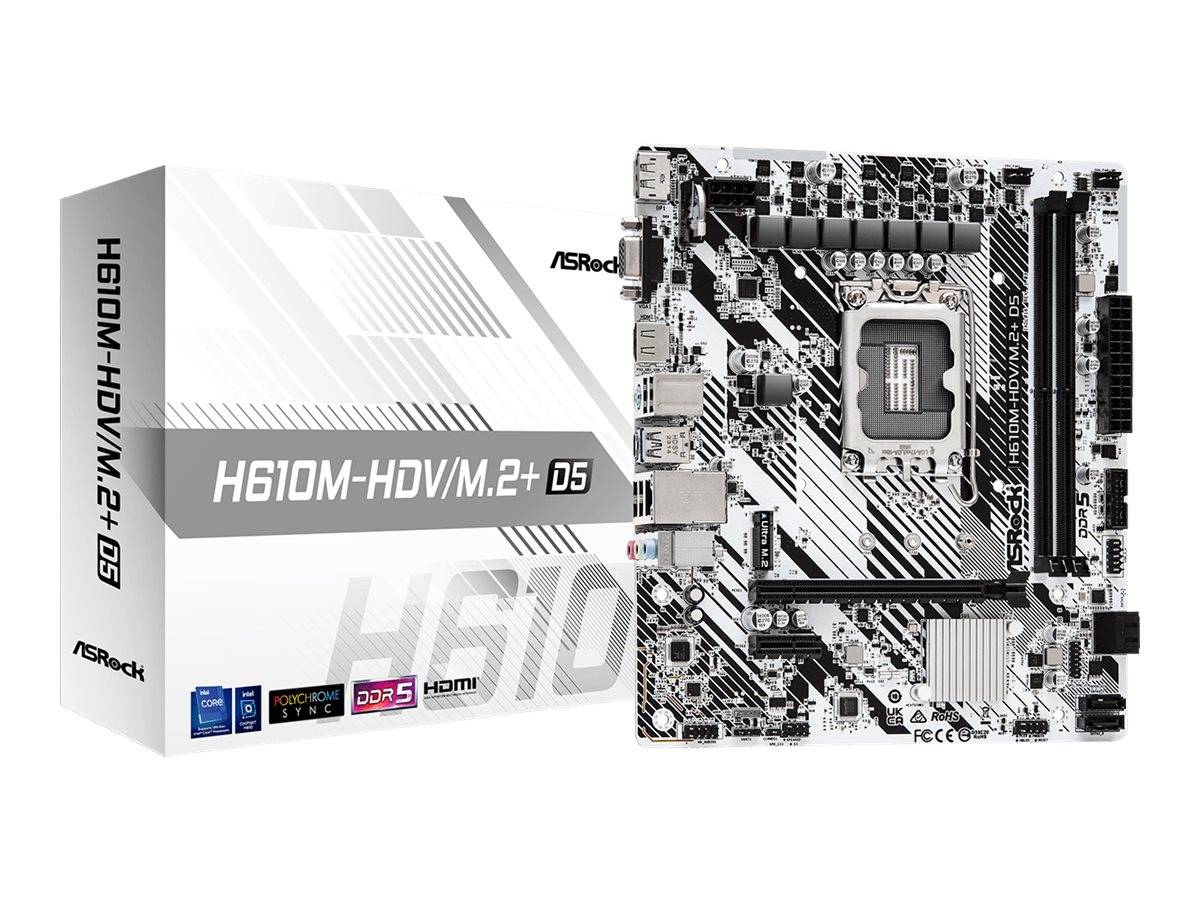 ASRock H610M-HDV/M.2+ D5 - Motherboard - micro ATX - LGA1700-Sockel - H610 Chipsatz - USB-C 3.2 Gen 1, USB 3.2 Gen 1 - G