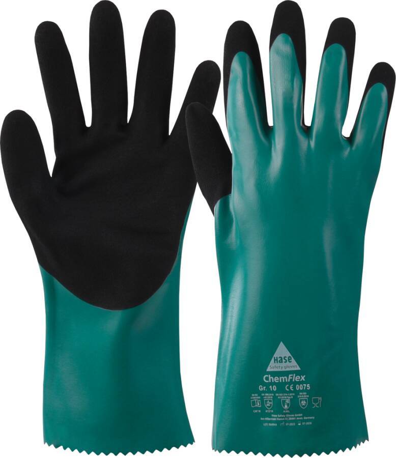 Chemikalienschutzhandschuh ChemFlex 30 905100-09 Größe 09 Farbe türkis/schwarz Trägermaterial Nylonfeinstrick Gauge 18