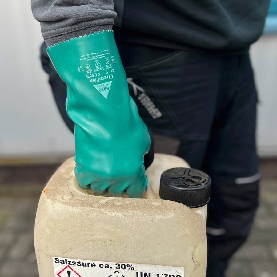 Chemikalienschutzhandschuh ChemFlex 30 905100-09 Größe 09 Farbe türkis/schwarz Trägermaterial Nylonfeinstrick Gauge 18