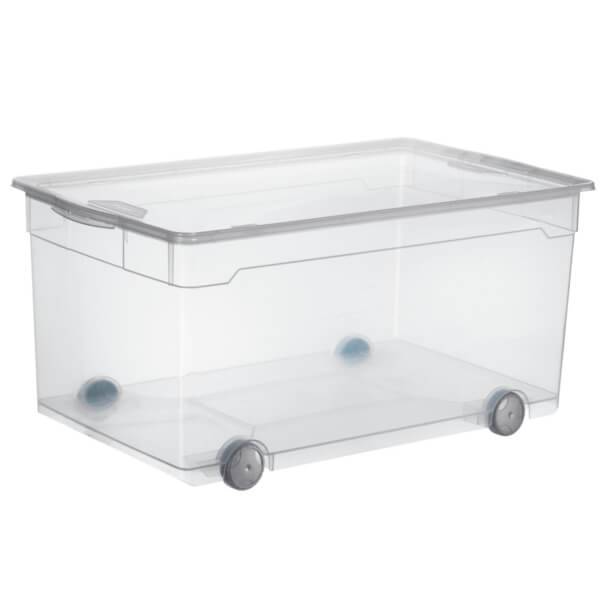 rothopro Clearbox Aufbewahrungsbox mit Deckel und Rollen Fassungsvermögen: