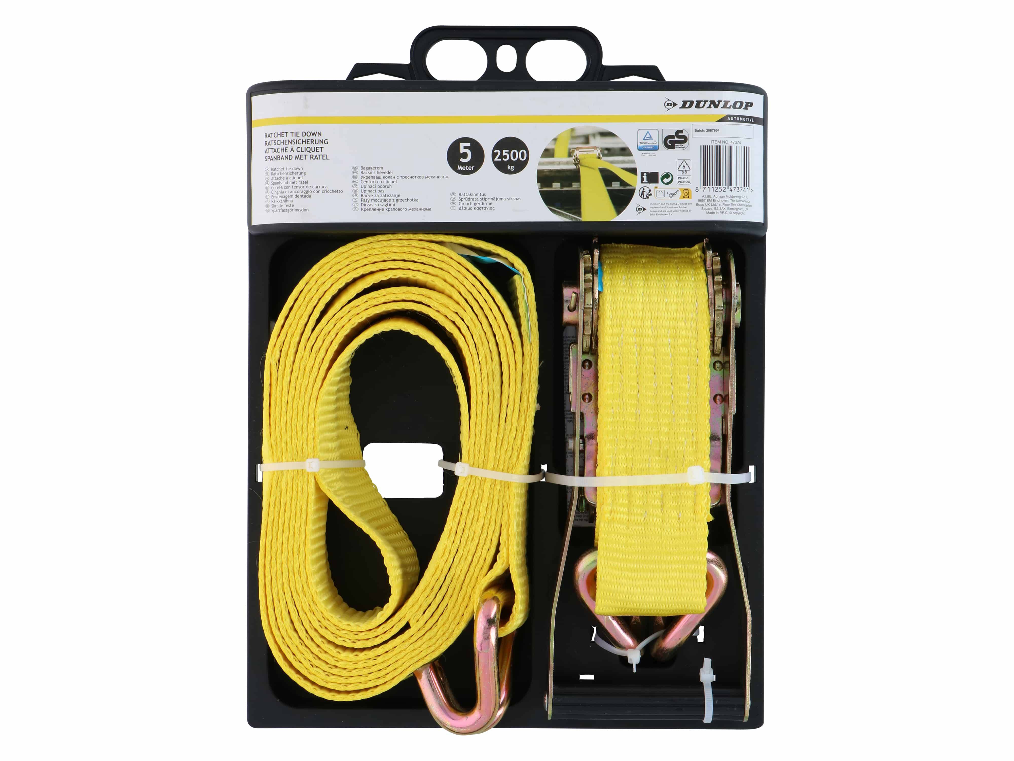 DUNLOP Spanngurt mit Ratschenschloss, 2500 kg, 5 m