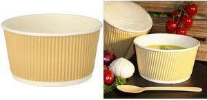 PAPSTAR Suppenbecher ''pure'' Ripple Wall, 998 ml, beige aus Pappe mit PLA-Beschichtung, biologisch abbaubar,