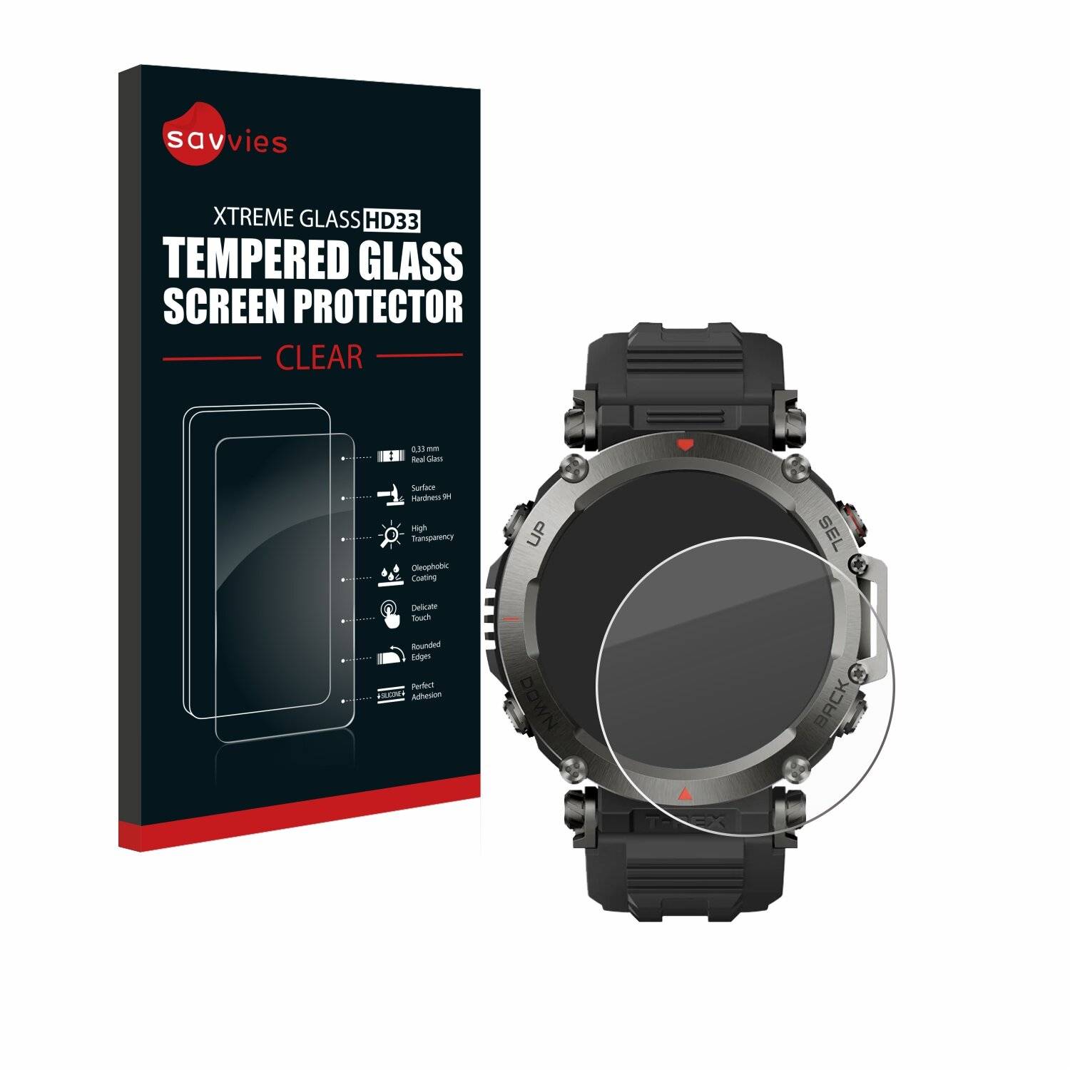 Savvies Clear Schutzglas für Huami Amazfit T-Rex