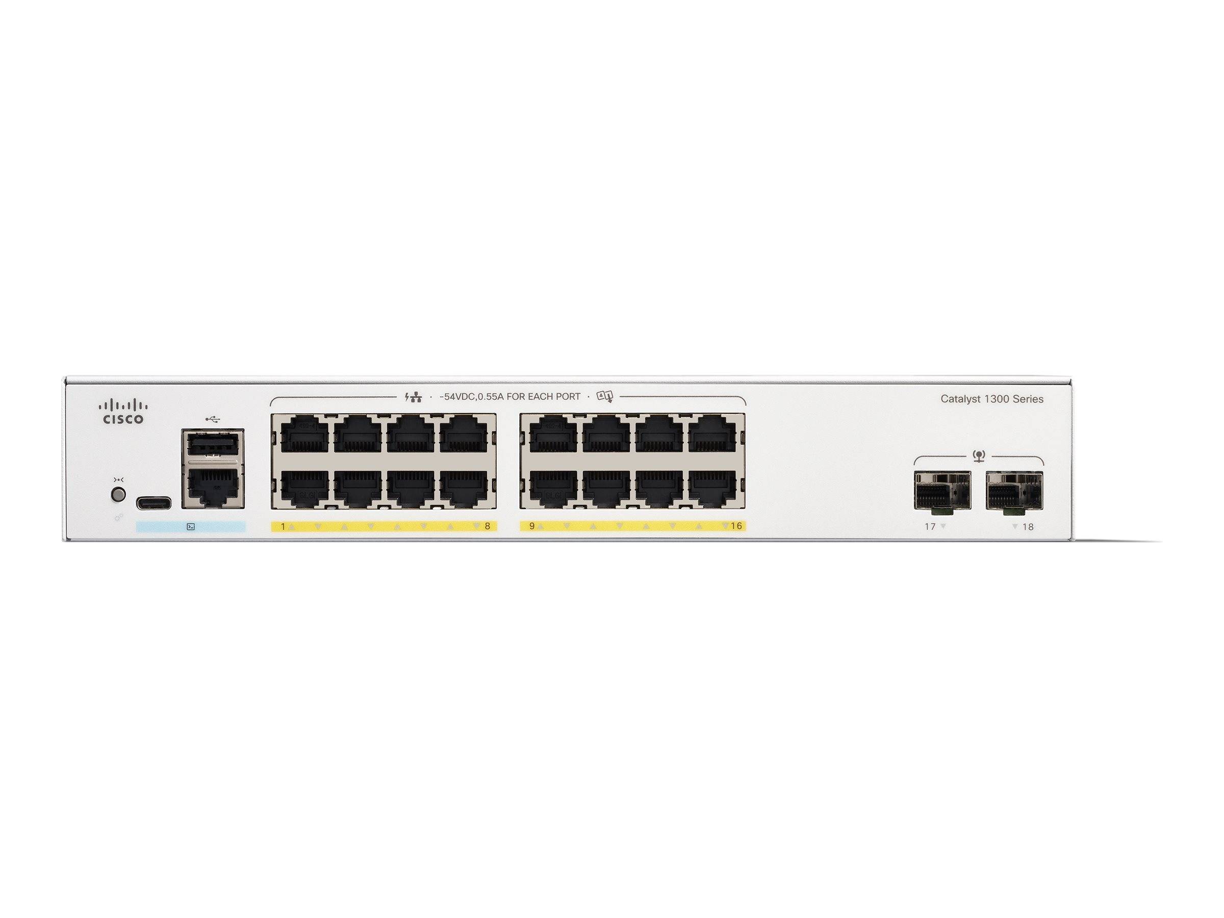 Cisco Catalyst 1300-16P-2G - Switch - L3 - managed - 16 x 10/100/1000 (PoE+)