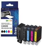 FREECOLOR - Patrone Canon PGI-525XL black+ CLI-526XL BK/C/M/Y remanufactured - Wiederaufbereitet - Kompatibel