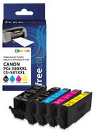FREECOLOR - Patrone Canon PGI-580XXL black+CLI-581XXL BK/C/M/Y remanufactured - Wiederaufbereitet - Kompatibel