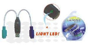 USB A - Konverter 2x PS/2 0,3m