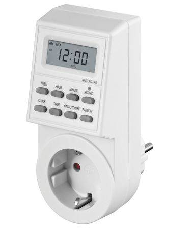 Digitale Tages- und Wochenzeitschaltuhr mit 12- oder 24-Stunden-Anzeige