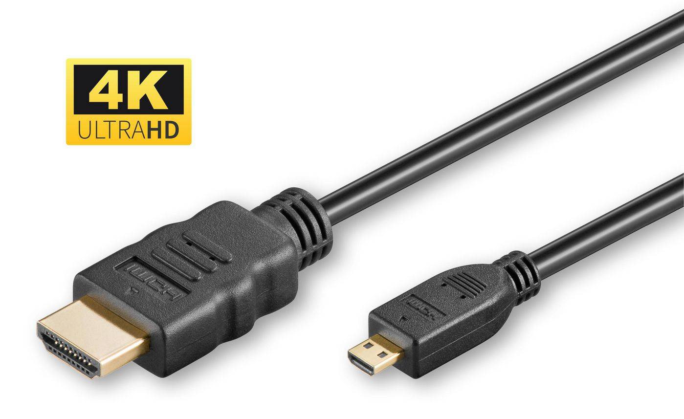 4K HDMI A-D Kabel, 1m Vergoldeter Stecker mit