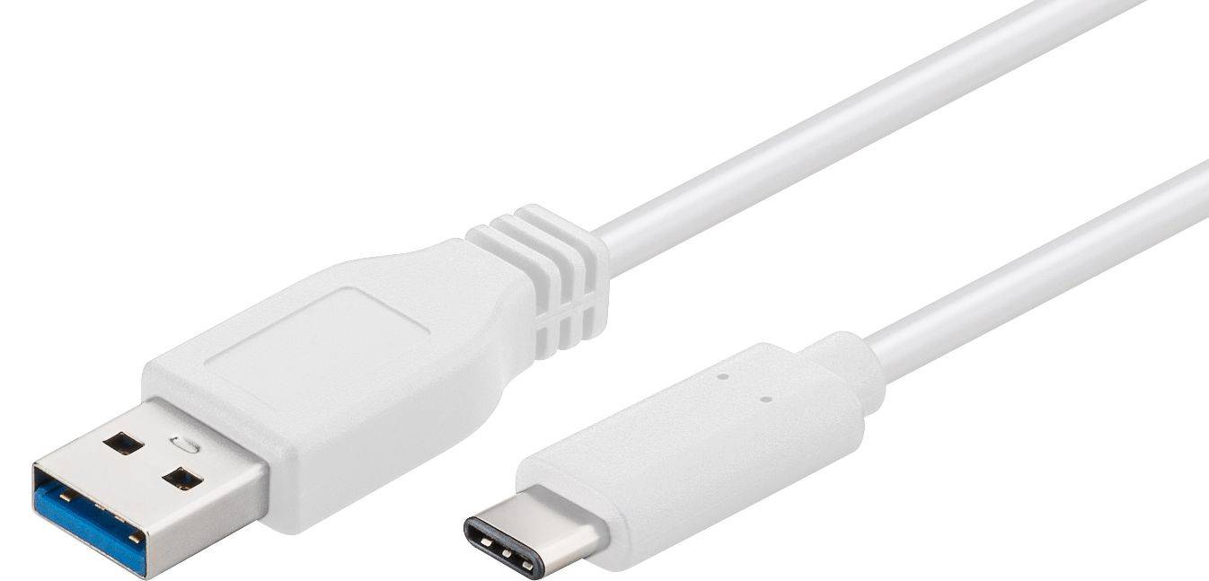 Gen1 USB C-A Kabel, 2m Weiß zum Synchronisieren und