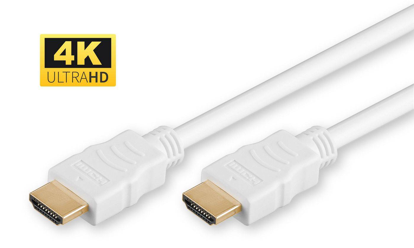 HDMI High Speed Kabel, 0,5m, Weiß High Speed mit Gold
