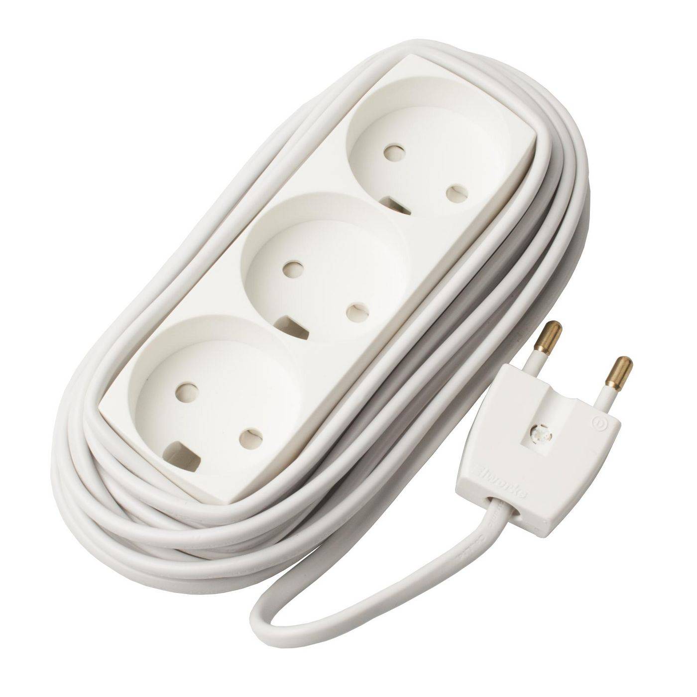 EL Socket 3 Steckdose U/J weiß 5m 5,0 Meter Kabel