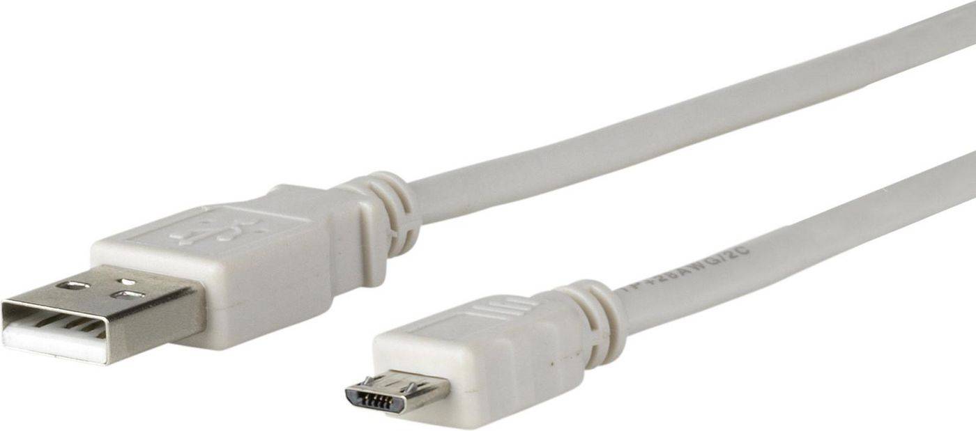 Micro-USB-Kabel, grau, 5m USB2.0 A - Micro-USB B 5P