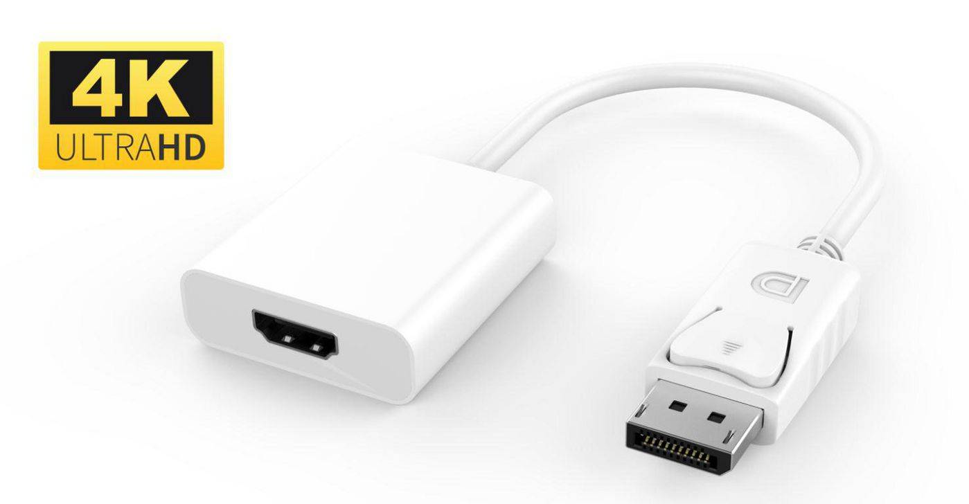Active Displayport Adapter 1.2 DP-Stecker auf HDMI-Buchse Weiß