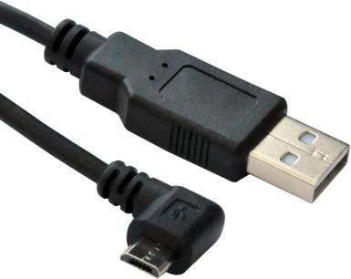 Micro USB Kabel, Schwarz, 3m USB A - Micro USB B 5P gewinkelt