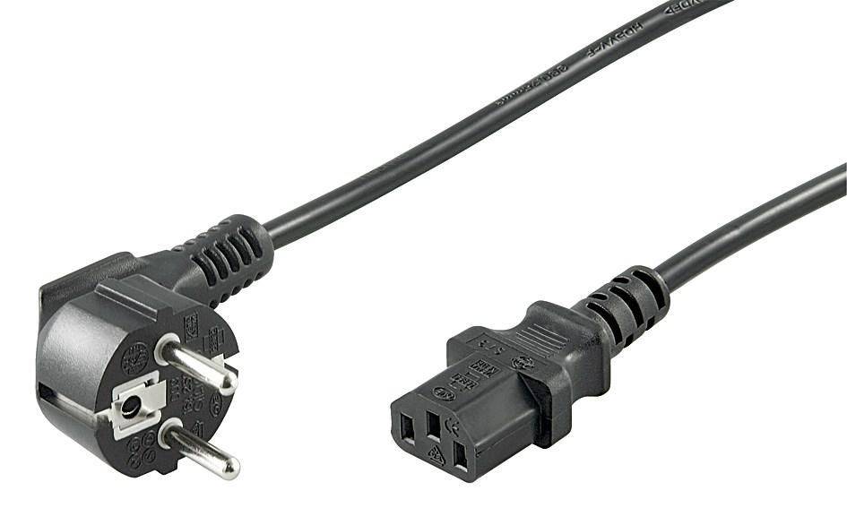 Netzkabel 1m schwarz IEC320 gewinkelt Schuko auf C13