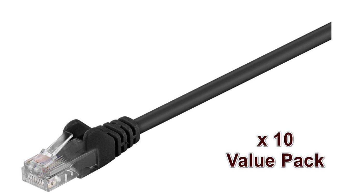 U/UTP CAT5e 10M Schwarz 10er Pack 1 Stk. = 10 Stk. in einem Beutel