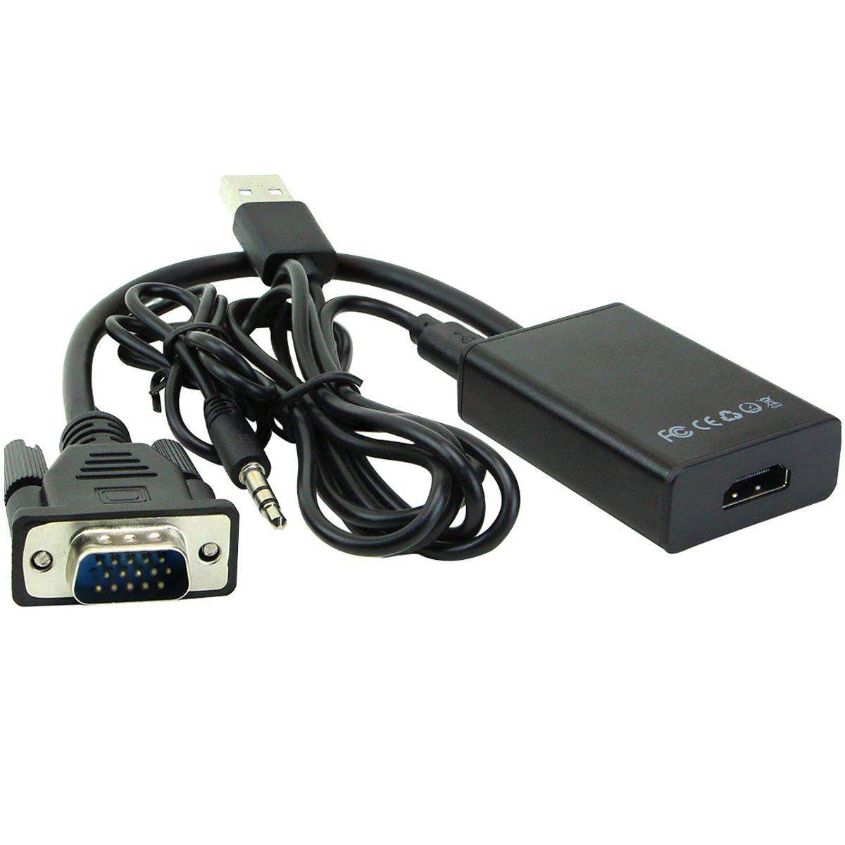 VGA + Audio zu HDMI KonverterMit USB-Stromversorgung und Audio.