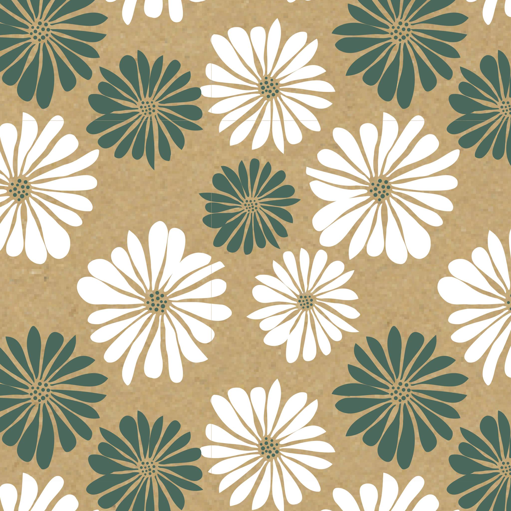 Clairefontaine Geschenkpapierrolle Kraft, 50x0,70m, Gänseblümchen Weiß 223906C