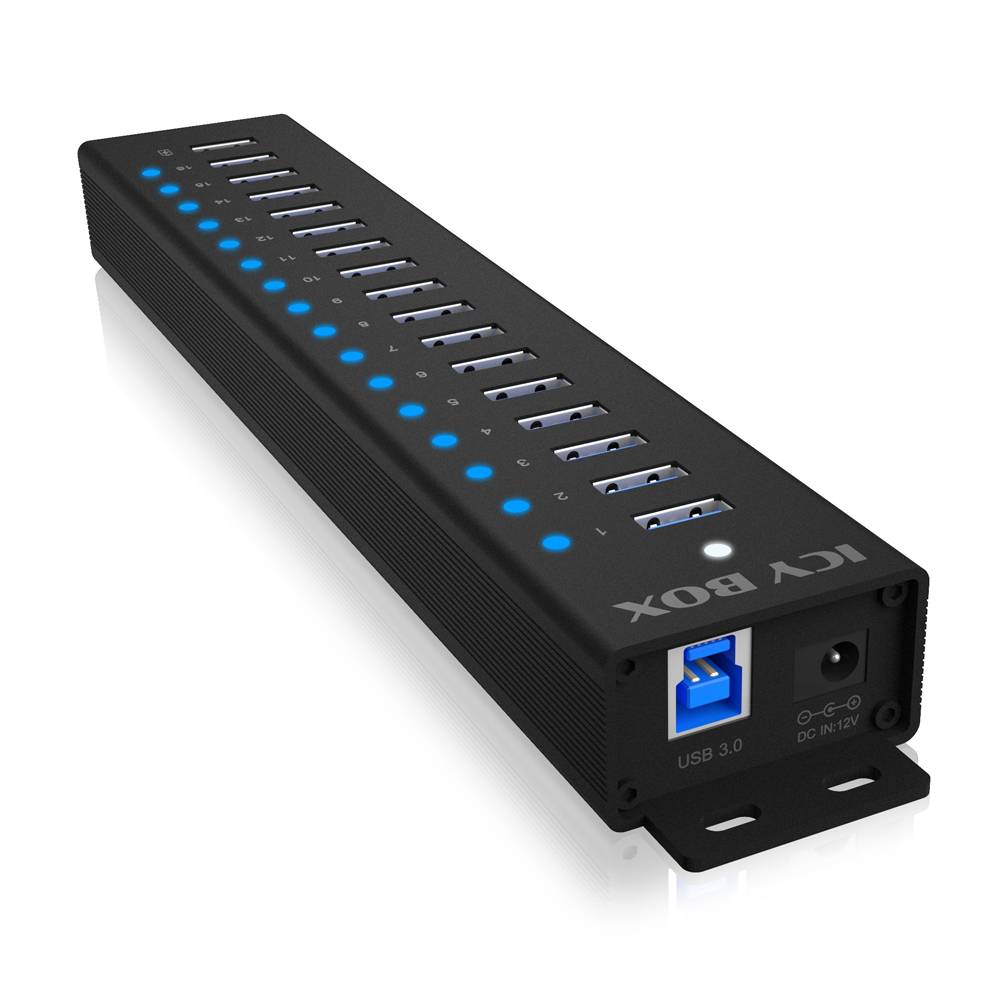 Hub 16+1 Port USB 16x USB 1x USB Ladegerät USB3.2 Gen1