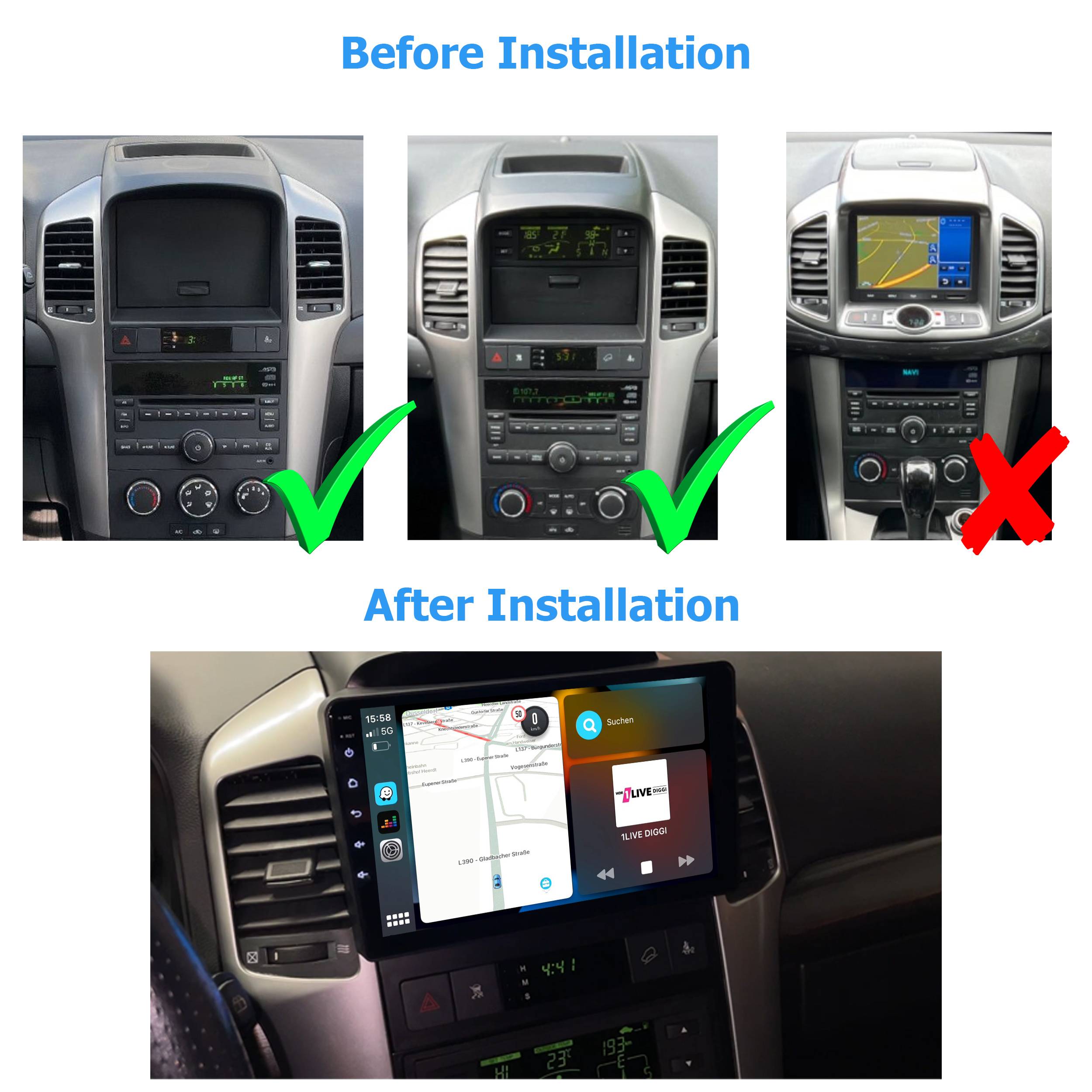 Für Chevrolet Captiva 9" Touchscreen Android Autoradio GPS Navigation CarPlay