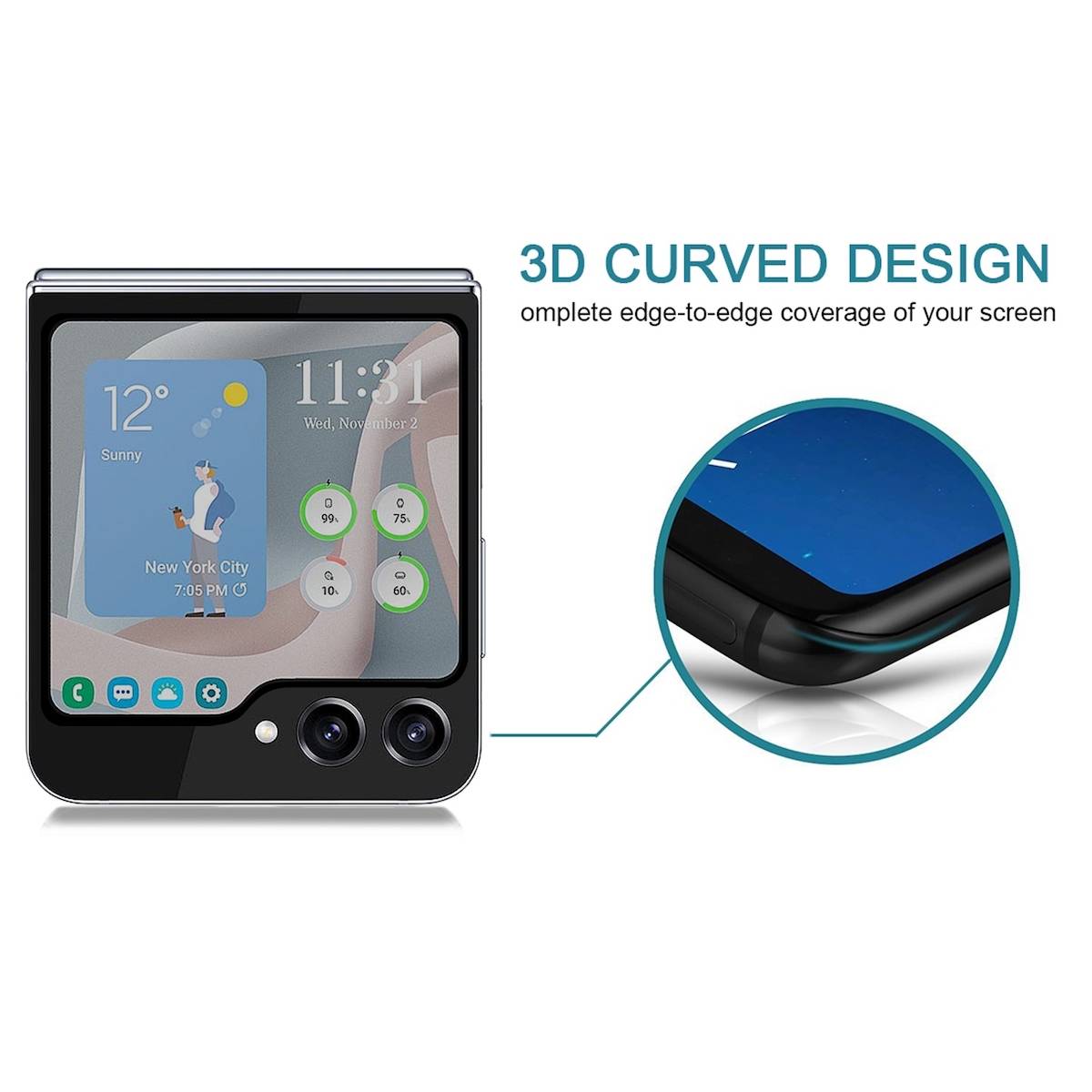 Für Samsung Galaxy Z Flip5 5G 3D 0,3mm H9 Small Screen Privacy Glas