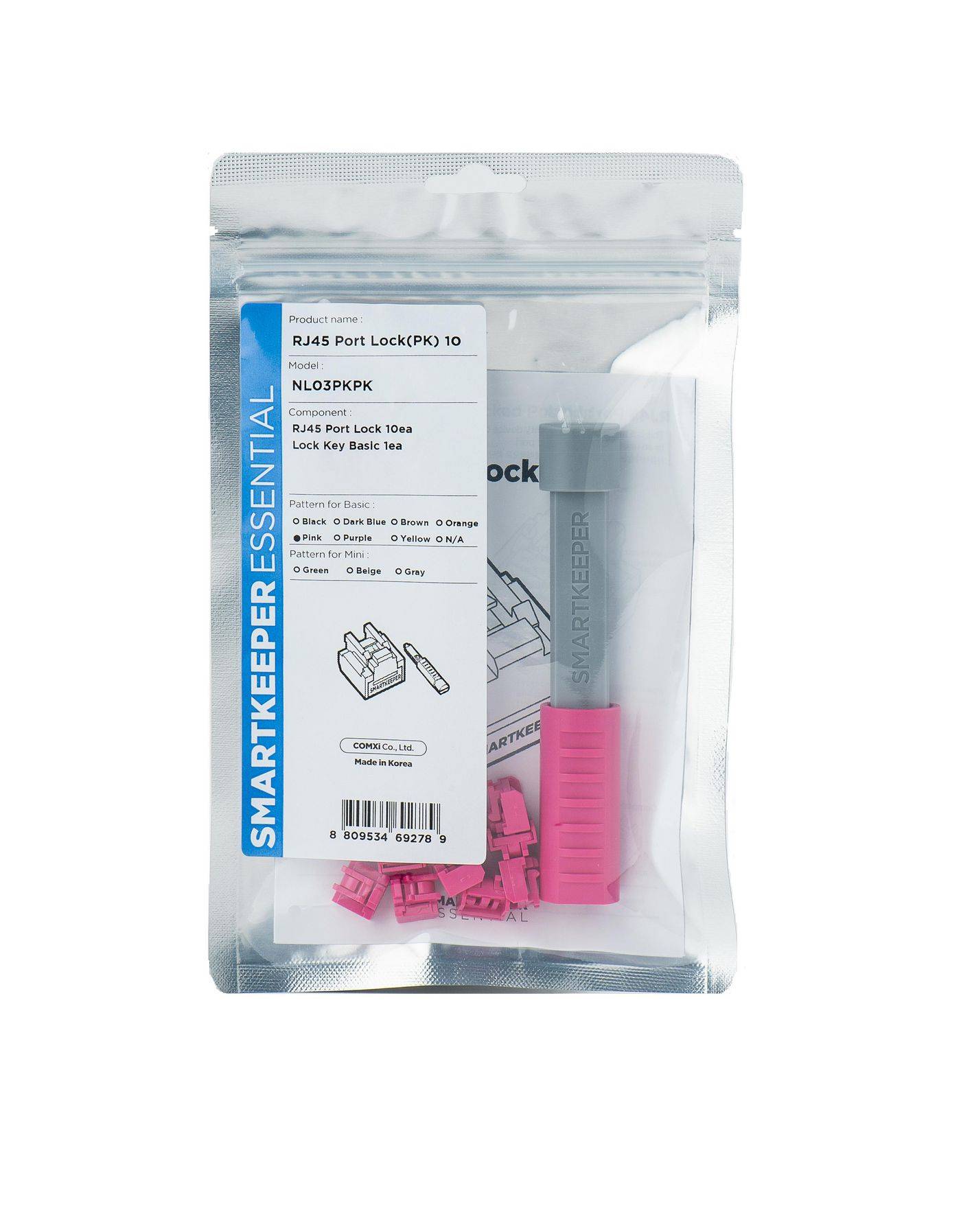 Smart Keeper Basic"RJ45 Port" Blocker 10 Stk.+Key pink