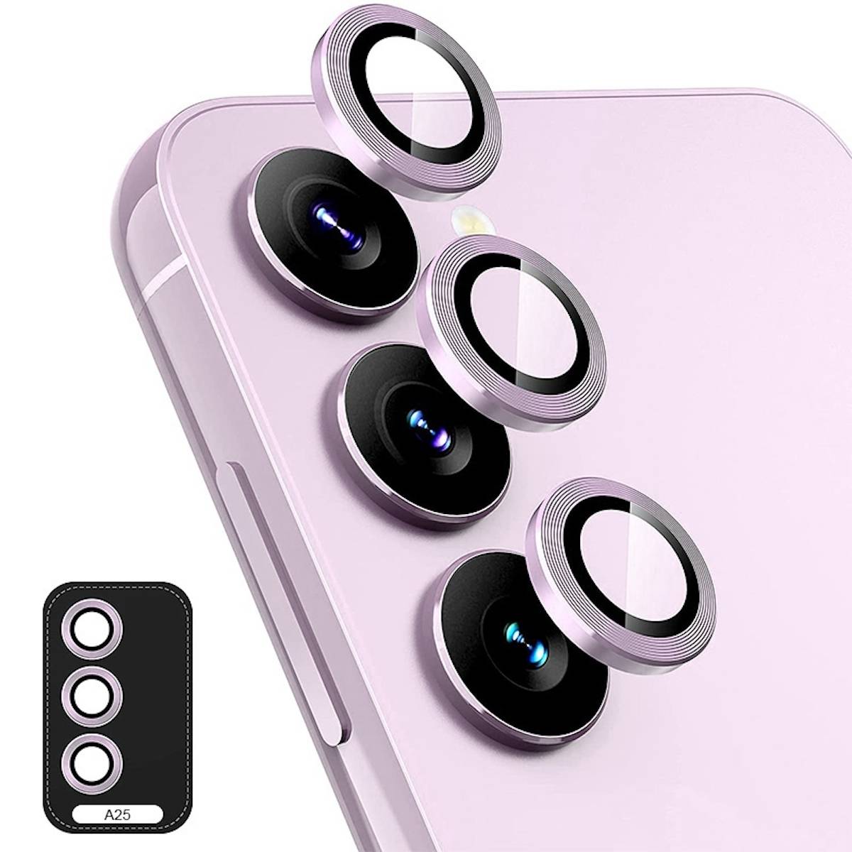 Für Samsung Galaxy A25 5G Aluminium Ring Kamera + H9 Tempered Hart Glas