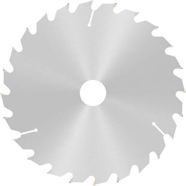 Eine Kreissägeblatt mit scharfen, gleichmäßig verteilten Zähnen entlang seines Randes, vor einem einfarbigen Hintergrund.