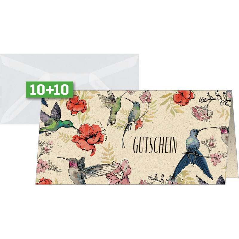 sigel Gutscheinkarte "Hummingbirds and flowers