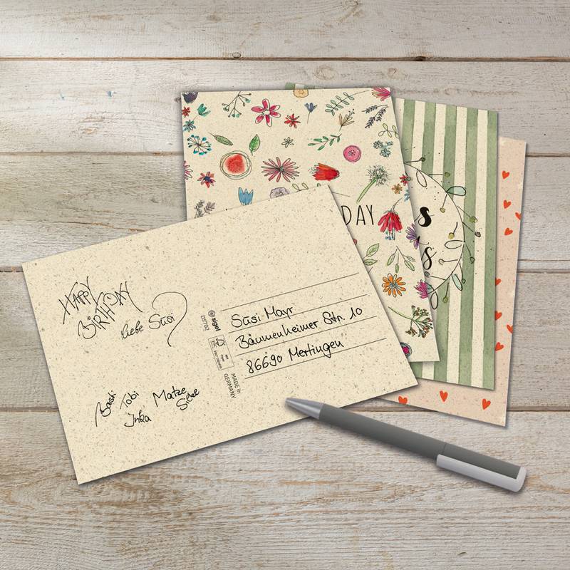 sigel Geburtstags-Postkarten-Set "Happy Grassy Birthday"