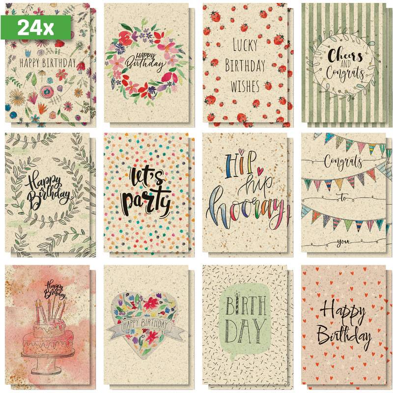 sigel Geburtstags-Postkarten-Set "Happy Grassy Birthday"