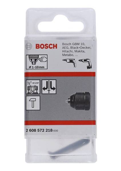Ein Paket mit Bosch Bohrzubehör, kompatibel mit verschiedenen Bohrmarken, mit Abbildungen von Bohrern und Spezifikationen zum Größenbereich.