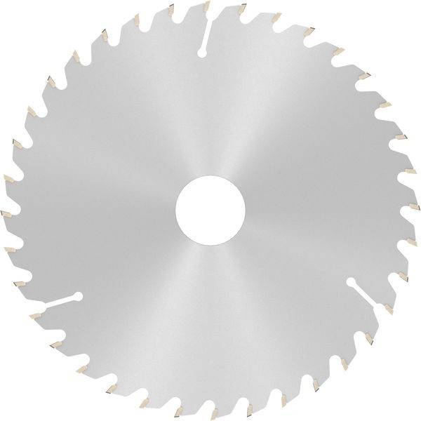Eine Kreissägeblatt mit gleichmäßig angeordneten scharfen Zähnen an seinem Rand, entwickelt zum Schneiden von Holz oder anderen Materialien.