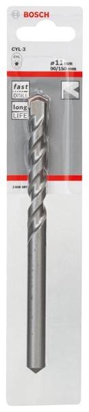 Eine Nahaufnahme eines Metallbohrers mit Spiraldesign, in Verpackung ausgestellt, wobei eine Modell- oder Größenangabe teilweise sichtbar ist.