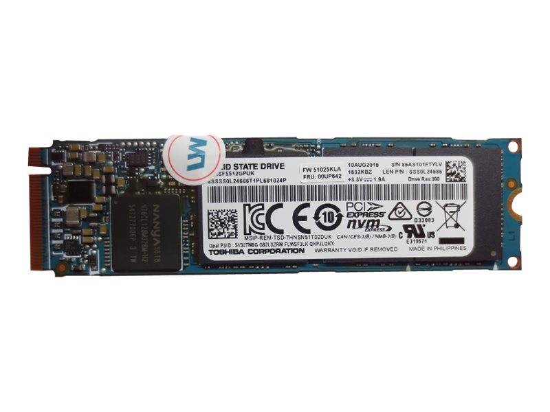 Lenovo Toshiba - SSD - verschlüsselt - 512 GB - intern - M.2 2280 - PCIe 3.0 x4 (NVMe)