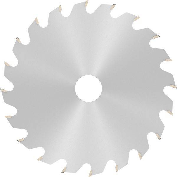 Eine Kreissägeblatt mit scharfen Zähnen, die gleichmäßig am Rand verteilt sind, zum Schneiden von Holz oder anderen Materialien.