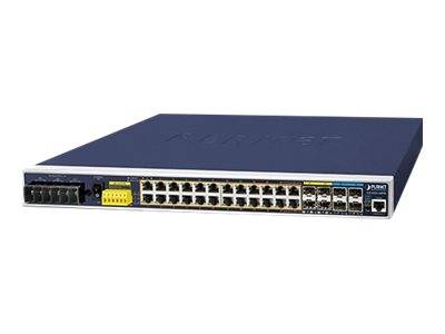 Ein Netzwerk-Switch mit mehreren Ethernet-Ports und LED-Anzeigen, der zur Verbindung von Geräten innerhalb eines lokalen Netzwerks verwendet wird.