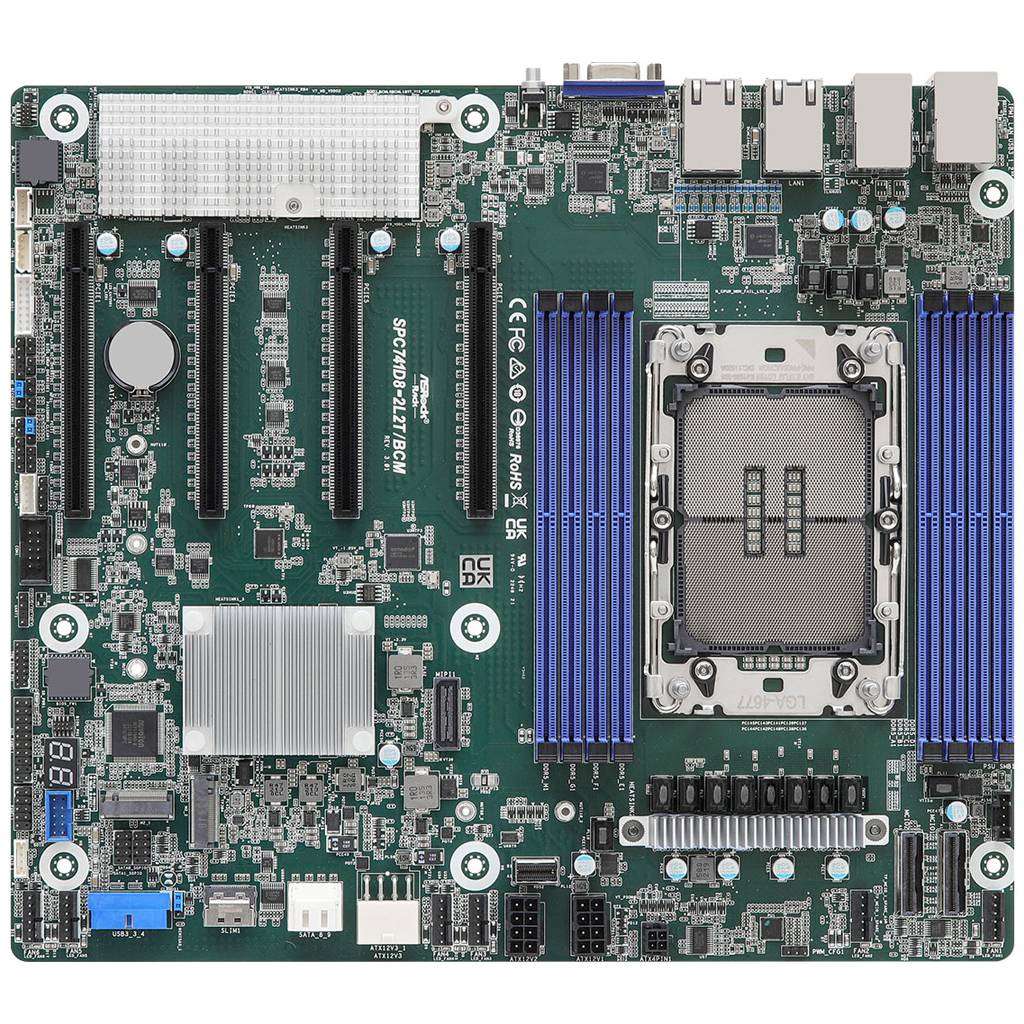 ASRock Rack SPC741D8-2L2T/BCM - Motherboard - SSI CEB - LGA4677 Socket-E - Intel C741 Chipsatz - USB 3.2 Gen 1 - 2 x 10