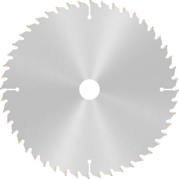 Eine Kreissägeblatt mit gleichmäßig angeordneten scharfen Zähnen entlang des Randes, verwendet zum Schneiden von Materialien.
